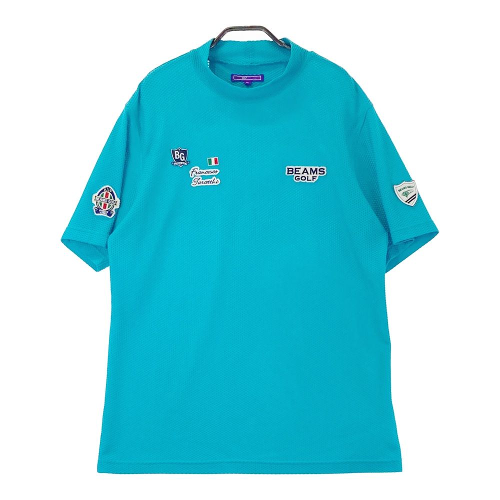 サイズ XL BEAMS GOLF ビームスゴルフ 半袖モックネックTシャツ メッシュ ブルー系 240101420776 ゴルフウェア メンズ ストスト