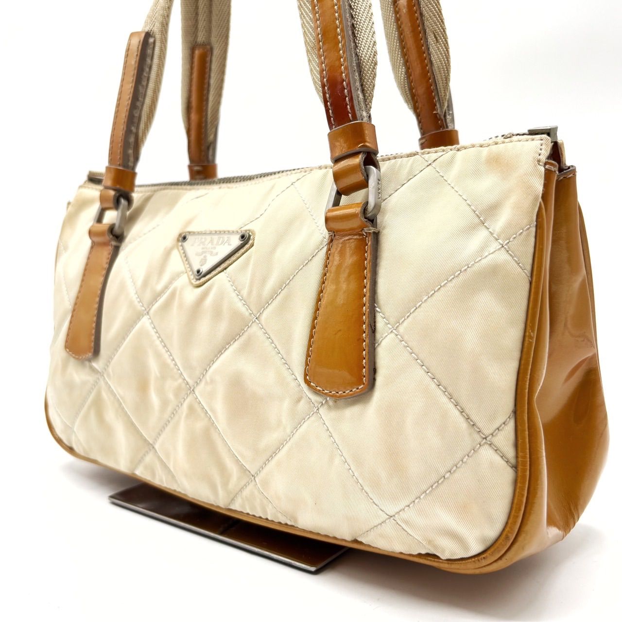 ✨良品✨ PRADA プラダ ハンドバッグ トートバッグ 三角プレート