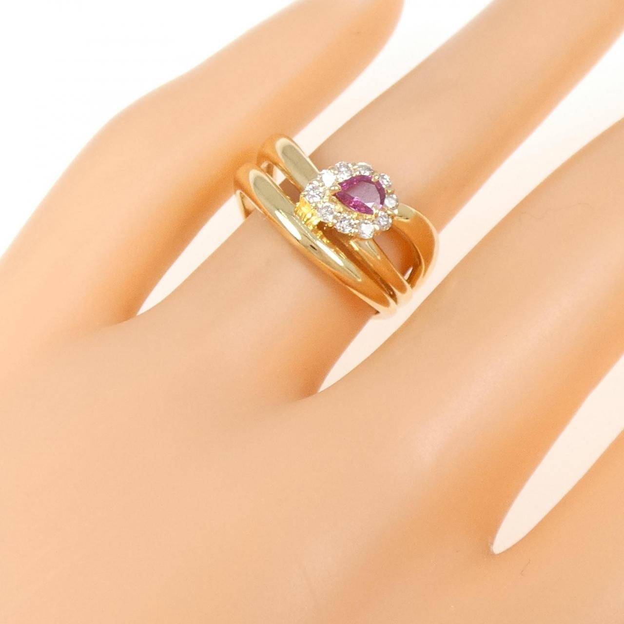 K18 天然ルビーリング R0.24ct D0.03ct 18金 ダイヤモンド