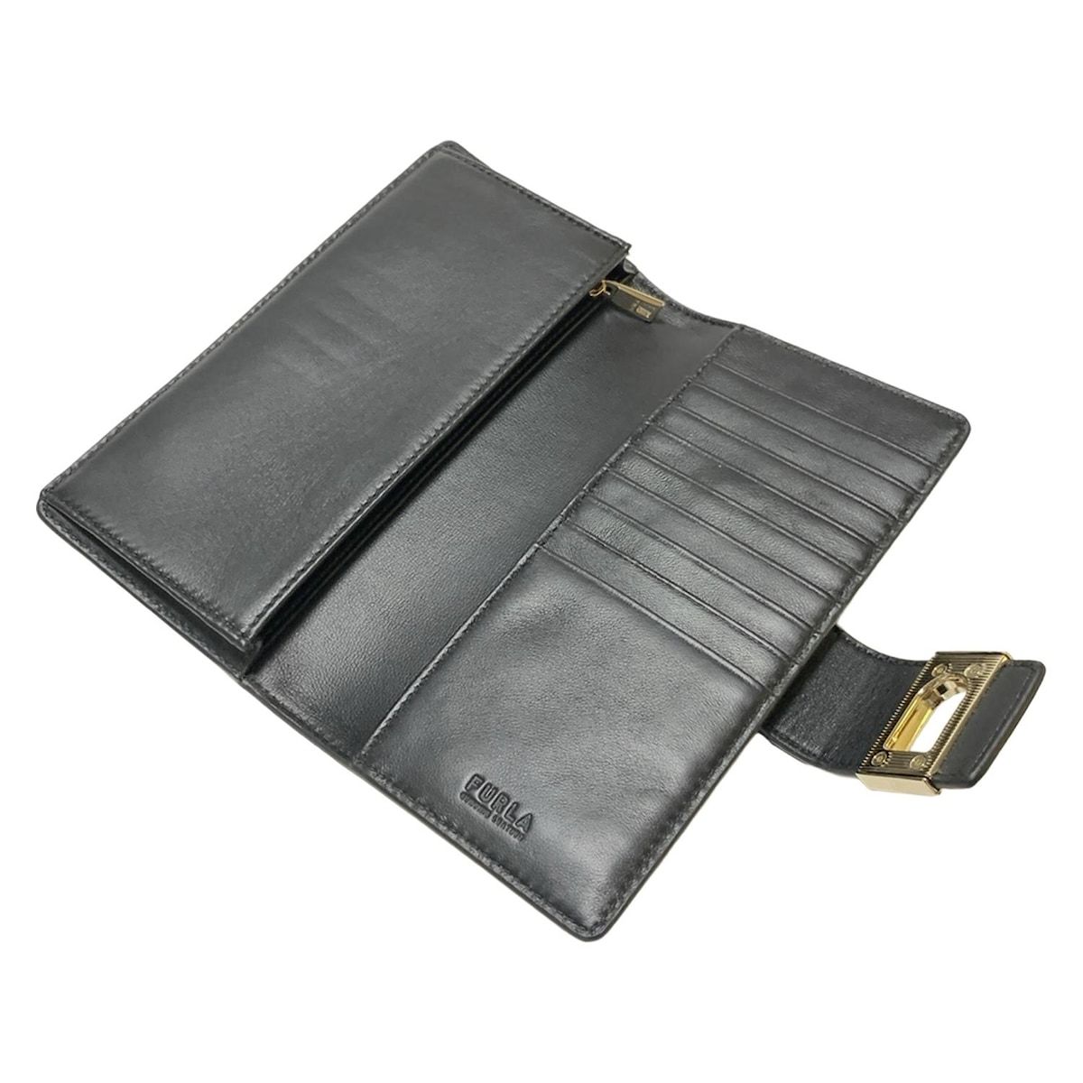 FURLA ◆1927 XL BI-FOLD ロゴ レザー 長財布 黒◆関税送料込み FURLA フルラ 財布 レディース 長財布 アウトレット レザー