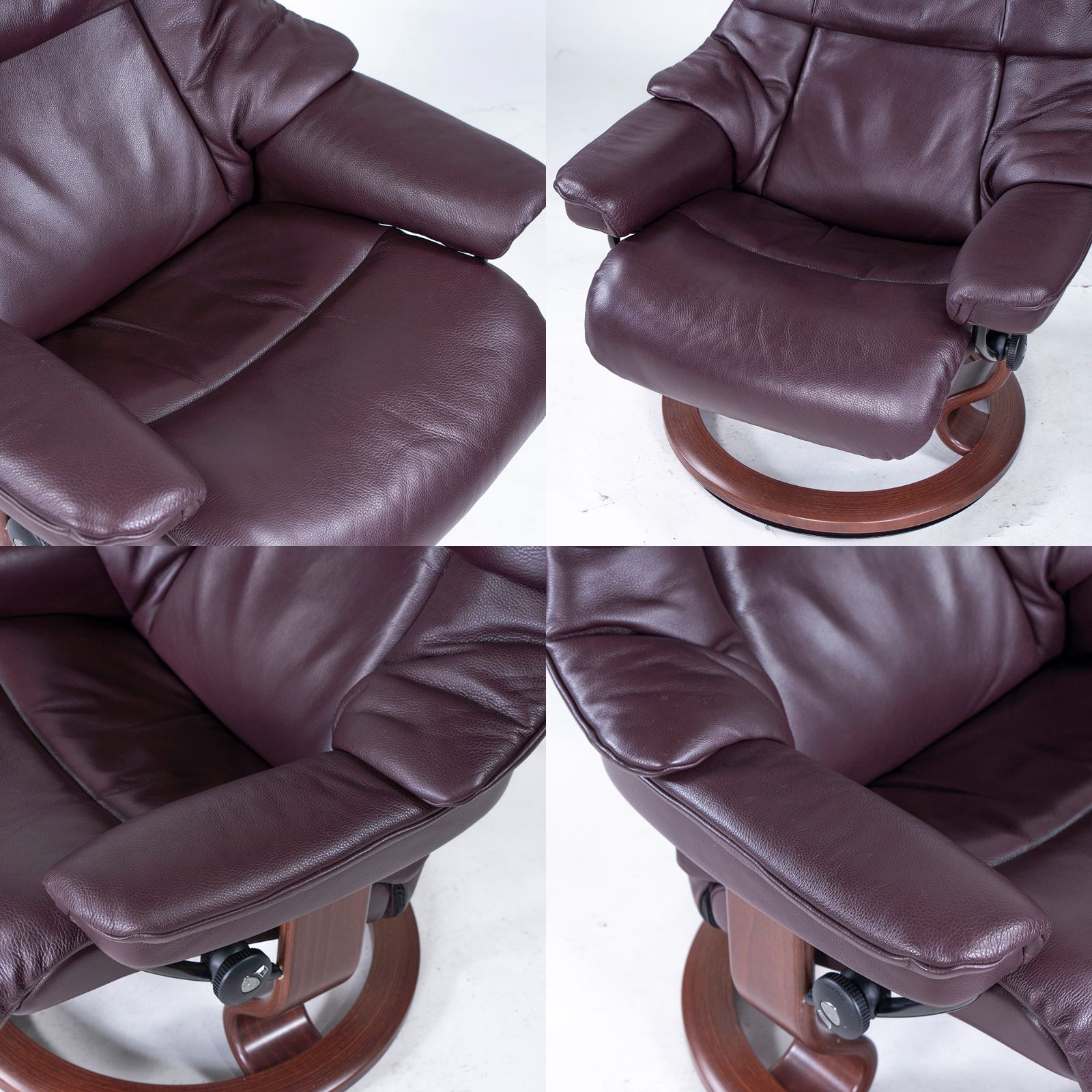 エコーネス リクライニングチェア＆オットマン Ekornes Stressless ストレスレスチェア Reno Mサイズ ボルドー ハイバック 本革 レザー 北欧デザイン ノルウェー