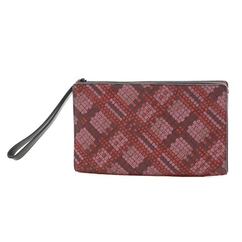 BOTTEGA VENETA イントレチャート レザー レッド　赤　 ポーチ 正規品】ボッテガヴェネタ ポーチ イントレチャート 編み込み