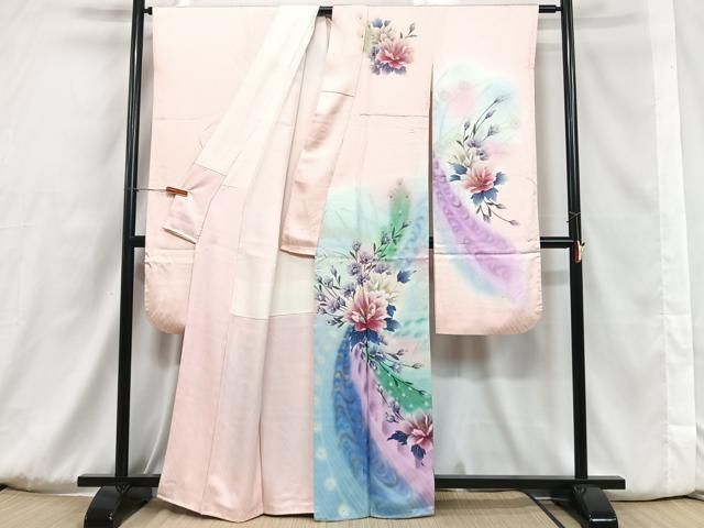 平和屋着物□豪華振袖 草花文 暈し染め 金銀彩 正絹 逸品