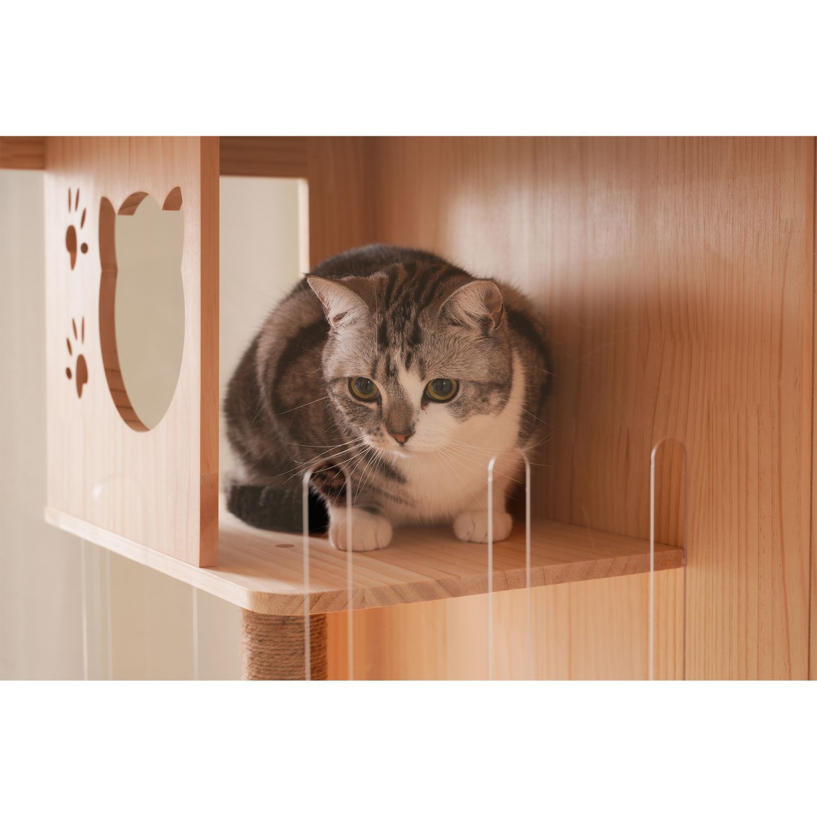 天然木 猫 ケージ キャットケージ ケージ 木製 猫 3段 高級感