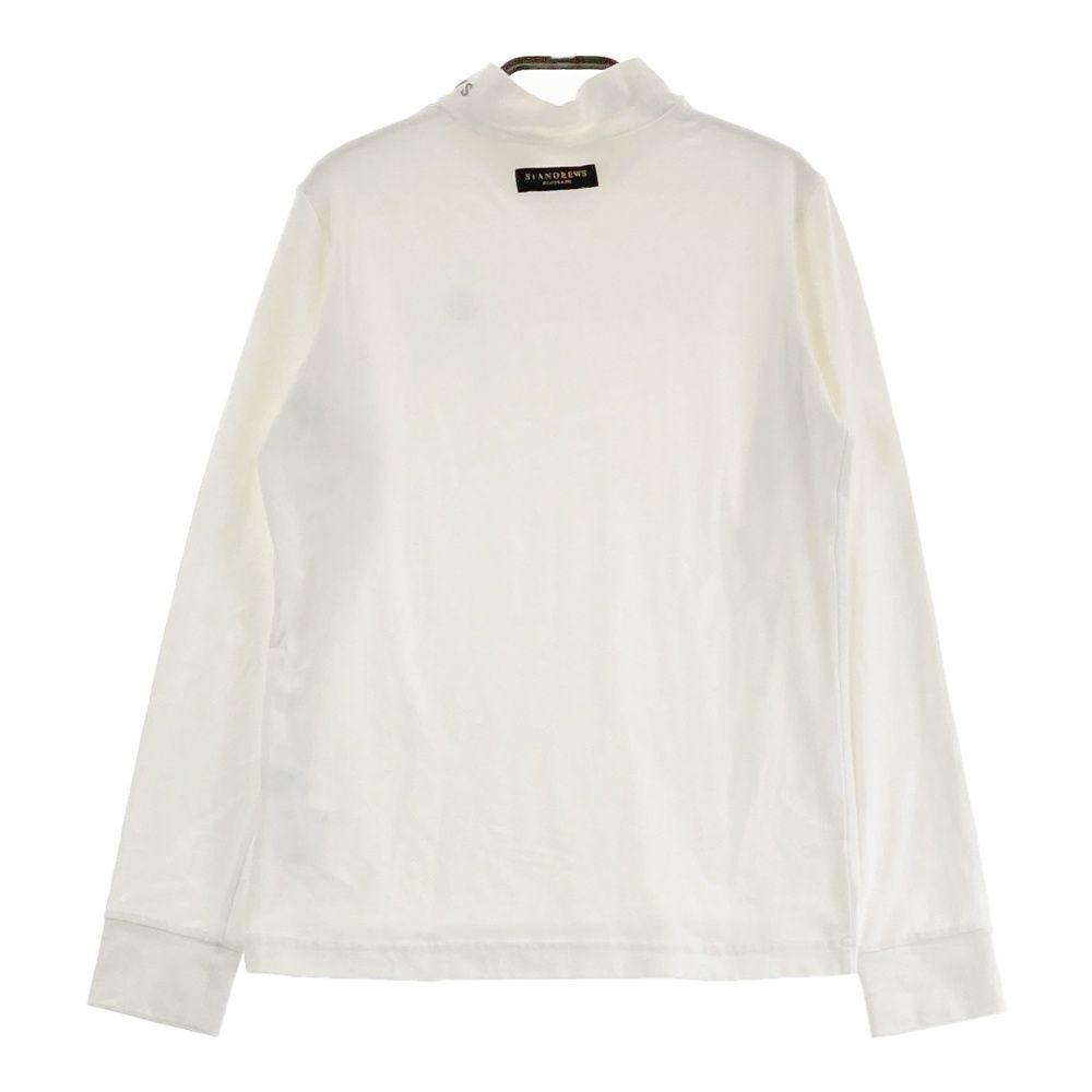 セントアンドリュース 長袖ハイネックシャツ 白 フロントロゴ黒 表微