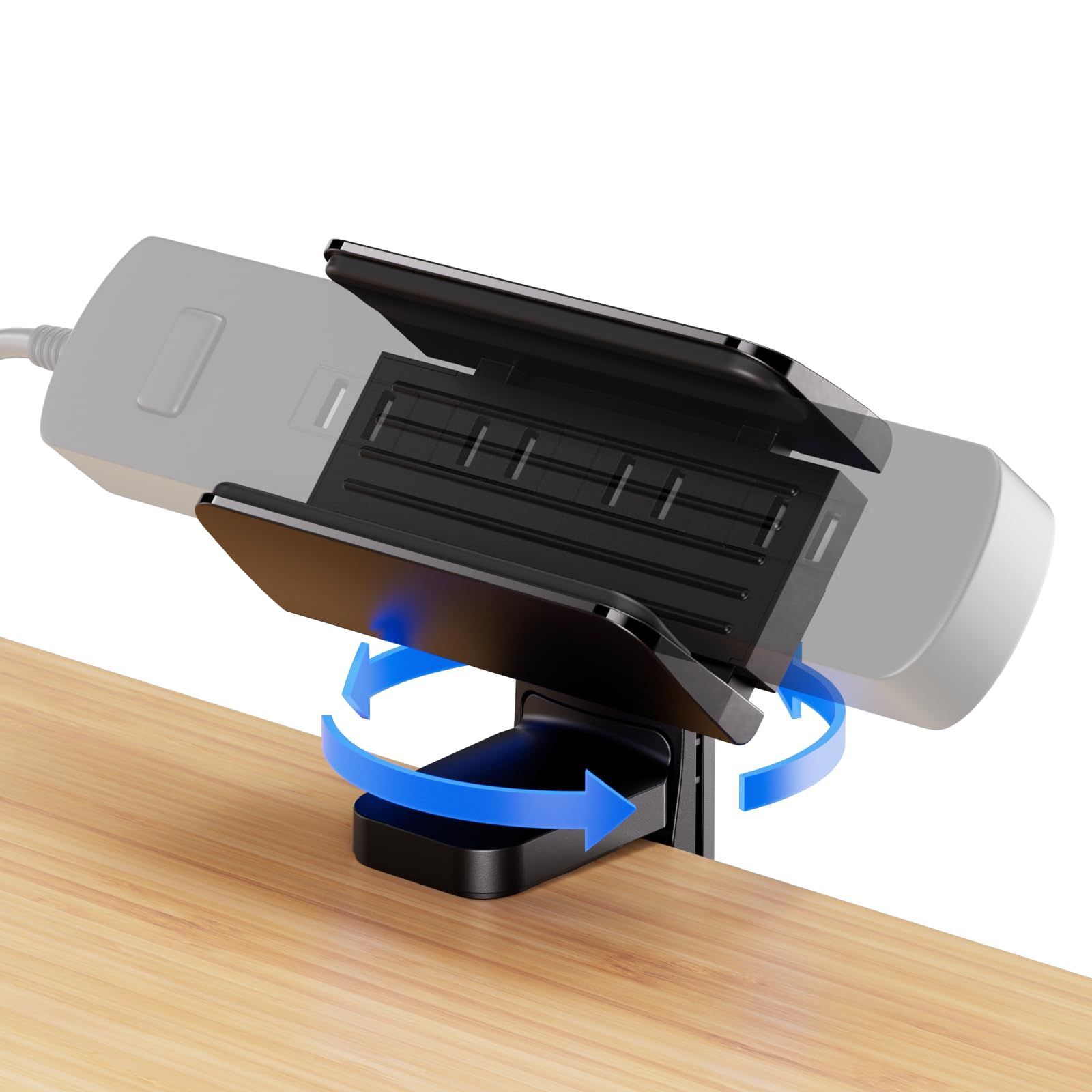 【新着商品】収納 デスク整理 クリップロック固定 デスク取付 自由に調整 タップ隠し 360度回転 クランプ式 テーブルタップホルダー 安定性UP 固定ホルダー 電源タップ ロボロビン