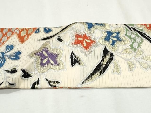 正絹アンティーク　大正ロマン　九寸名古屋帯　唐織　舞花文 正絹アンティーク 大正ロマン 九寸名古屋帯 唐織 舞花文 正絹