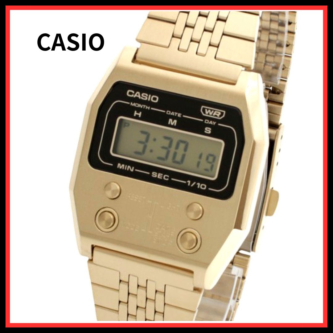 入荷 カシオ CASIO A1100G-5 腕時計 メンズ レディース ゴールド クオーツ デジタル