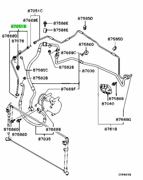 ミツビシ 純正 ランサー ランサーセディア パイプ エアコン コンデンサ アウトレット PIPE A|C CONDENSER OUTLET MN134654 三菱 Mitsubishi