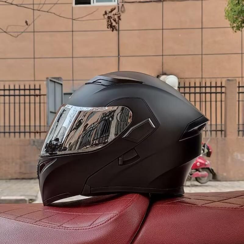 リップアップダブルレンズオンロードフルフェイスヘルメットインナー丸洗い可マット黒