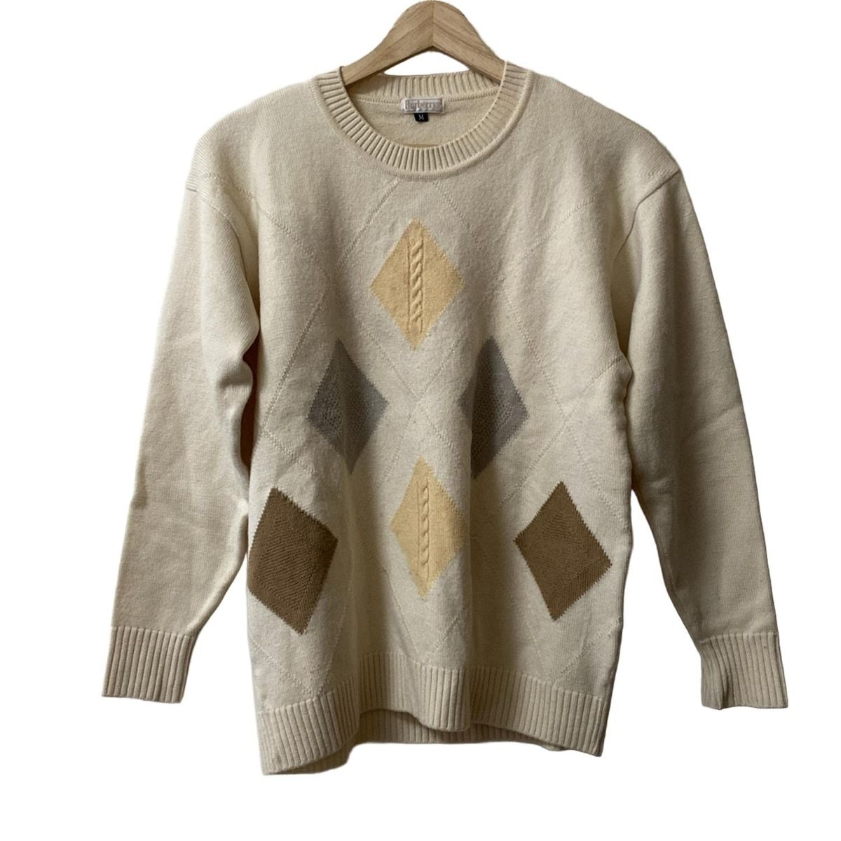 Burberry s バーバリーズ 長袖セーター サイズM レディース - アイボリー×ライトイエロー×ライトグレー クルーネック