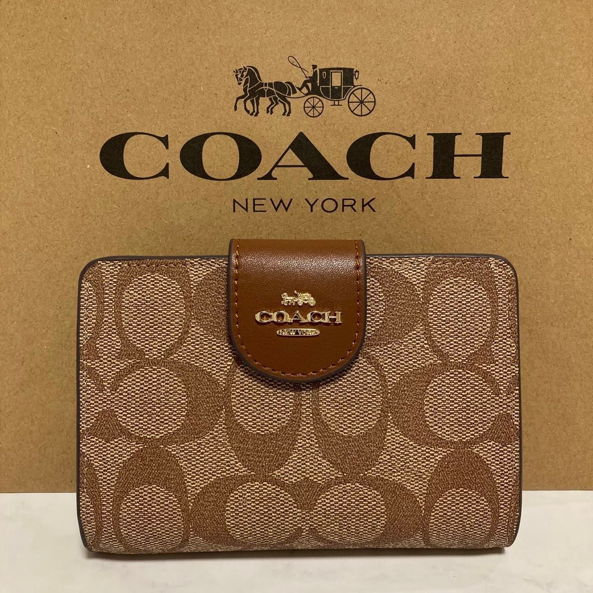 新品 COACH 長財布 コーチ 二つ折り財布 レディース メンズ ブラック ブラウン シグネチャー - メルカリ