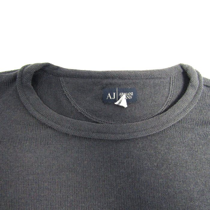 アルマーニジーンズ ニット 長袖 クルーネック ウール トップス レディース Mサイズ ネイビー系 ARMANI JEANS アルマーニジーンズ ニット 長袖 クルーネック ウール トップス