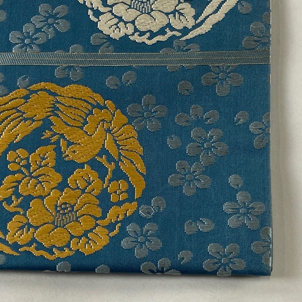 服部織物謹製花鳥丸文袋帯 ZY-330 袋帯 花喰い鳥 花丸文 四季折々 吉祥文様 唐織 六通 高級