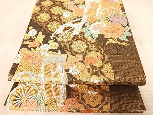 袋帯　和紙　正絹　抜染加工　全通　洒落袋帯　単衣　袷 袋帯 和紙 正絹 抜染加工 全通 洒落袋帯 単衣 袷