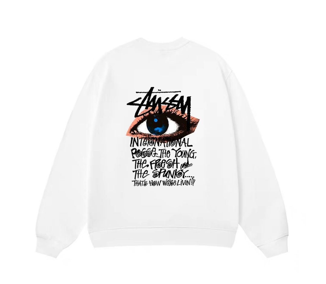 STUSSY（ステューシー）SS22 クラシックバックプリント ビッグロゴクルーネックスウェットシャツ 男女兼用 素材は350gの純綿フリース