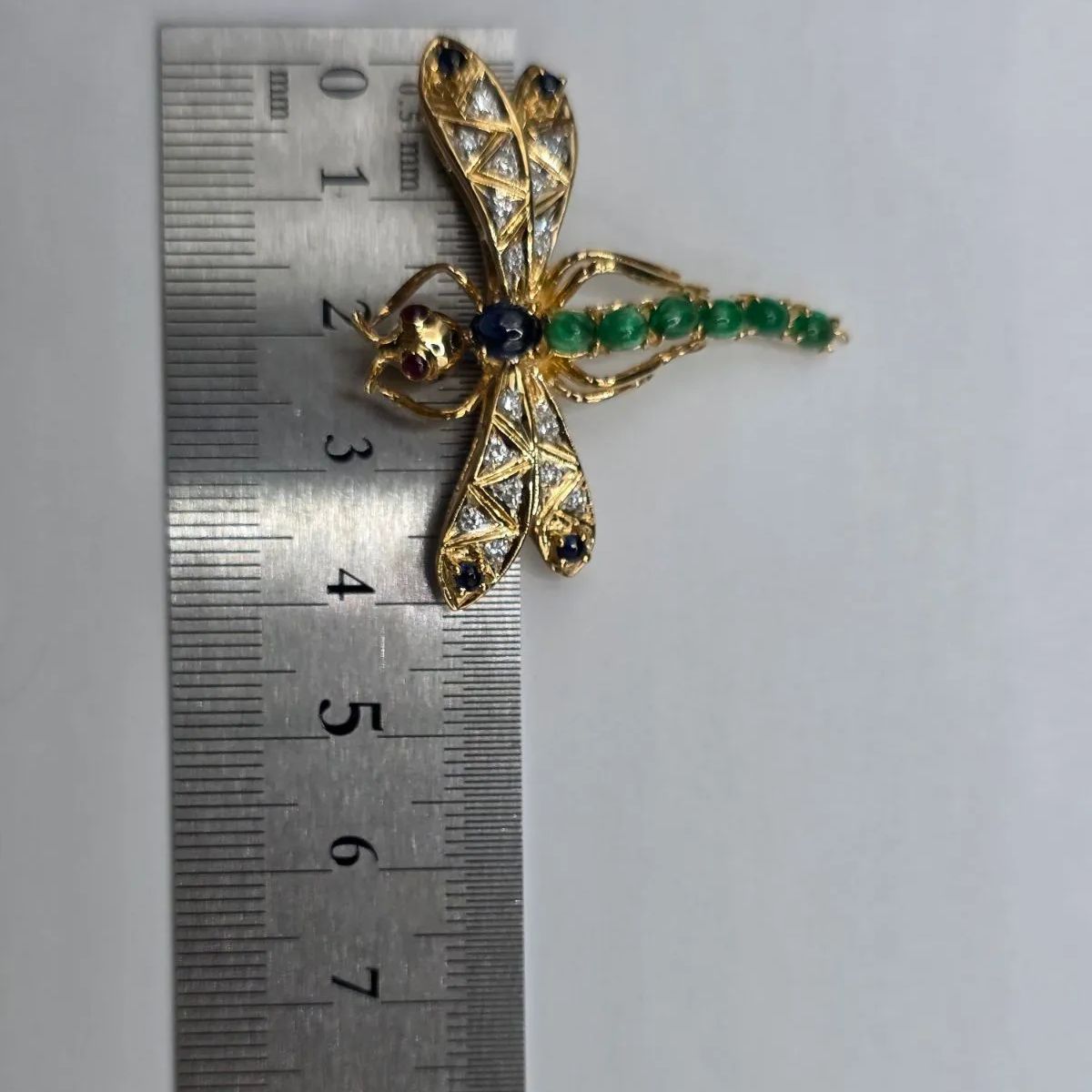 K18 ルビー/エメラルド/サファイア/1.79ct ダイア0.19ct ブローチ 鑑別 