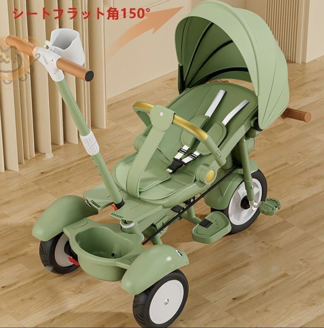 子供用三輪車 折りたたみ 7in1 押し棒付き 安全バー付き 自転車