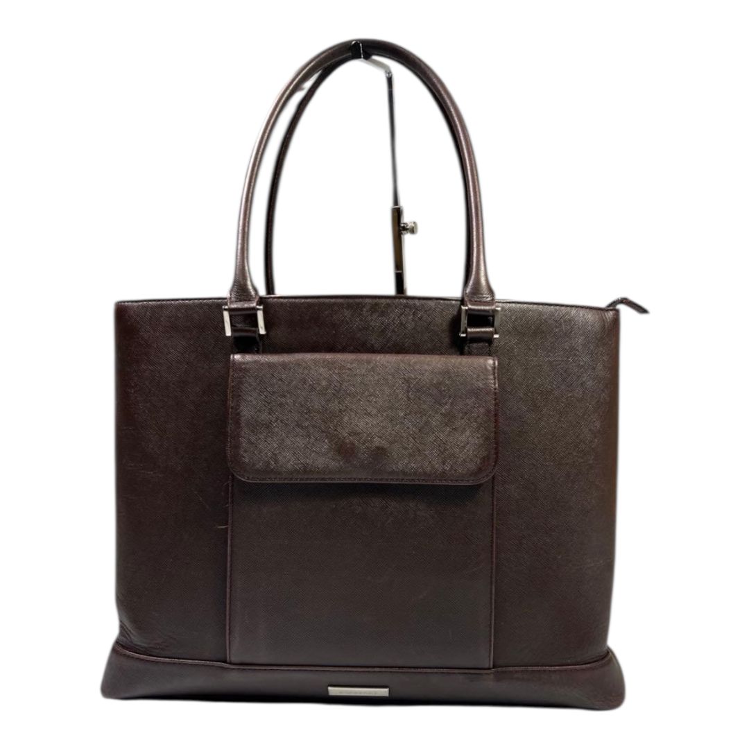 BURBERRY バーバリー ハンドバッグ トートバッグ ビジネスバッグ ブリーフケース レザー オールレザー サフィアーノ ロゴプレート ロゴ型押し ブランドロゴ ファスナー A4収納 ヴィンテージ ビンテージ オールド 古着