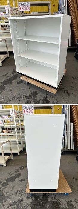 一部地域 豊國工業 オープン書庫3段 ホワイト ベース ブラック スチール F-HA-316-1001A