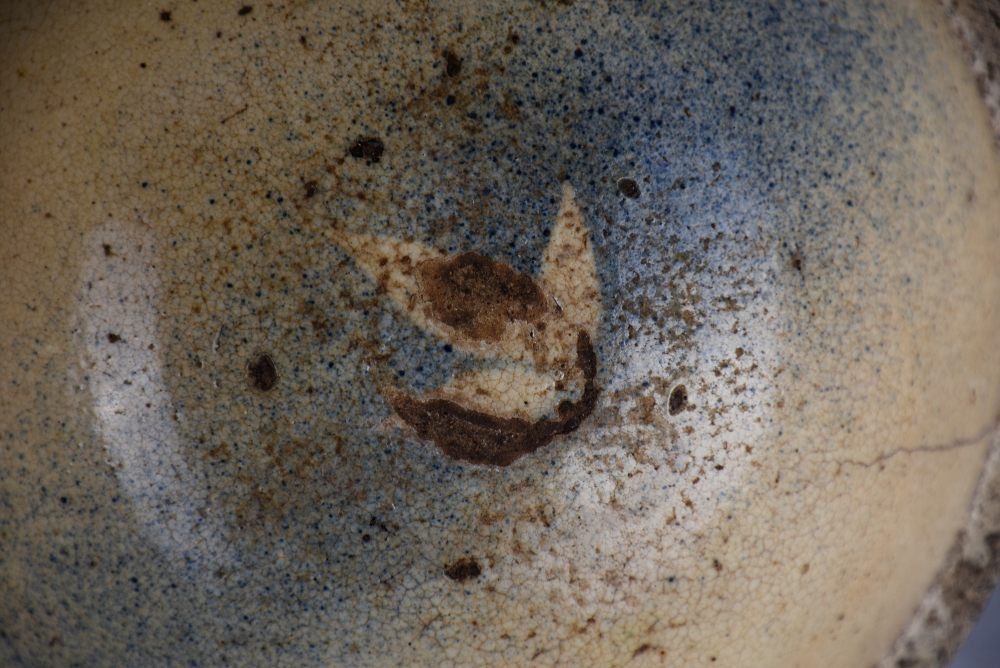 蔵A3204b】古民藝 古瀬戸 吹き墨輪線中鉢 白洲正子好み 江戸後期