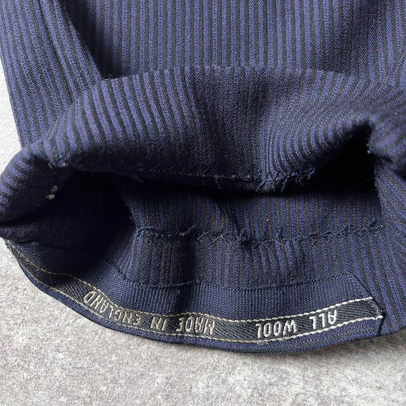 英国製 60s UNKNOWN ノータック ストライプ ウール スラックス パンツ