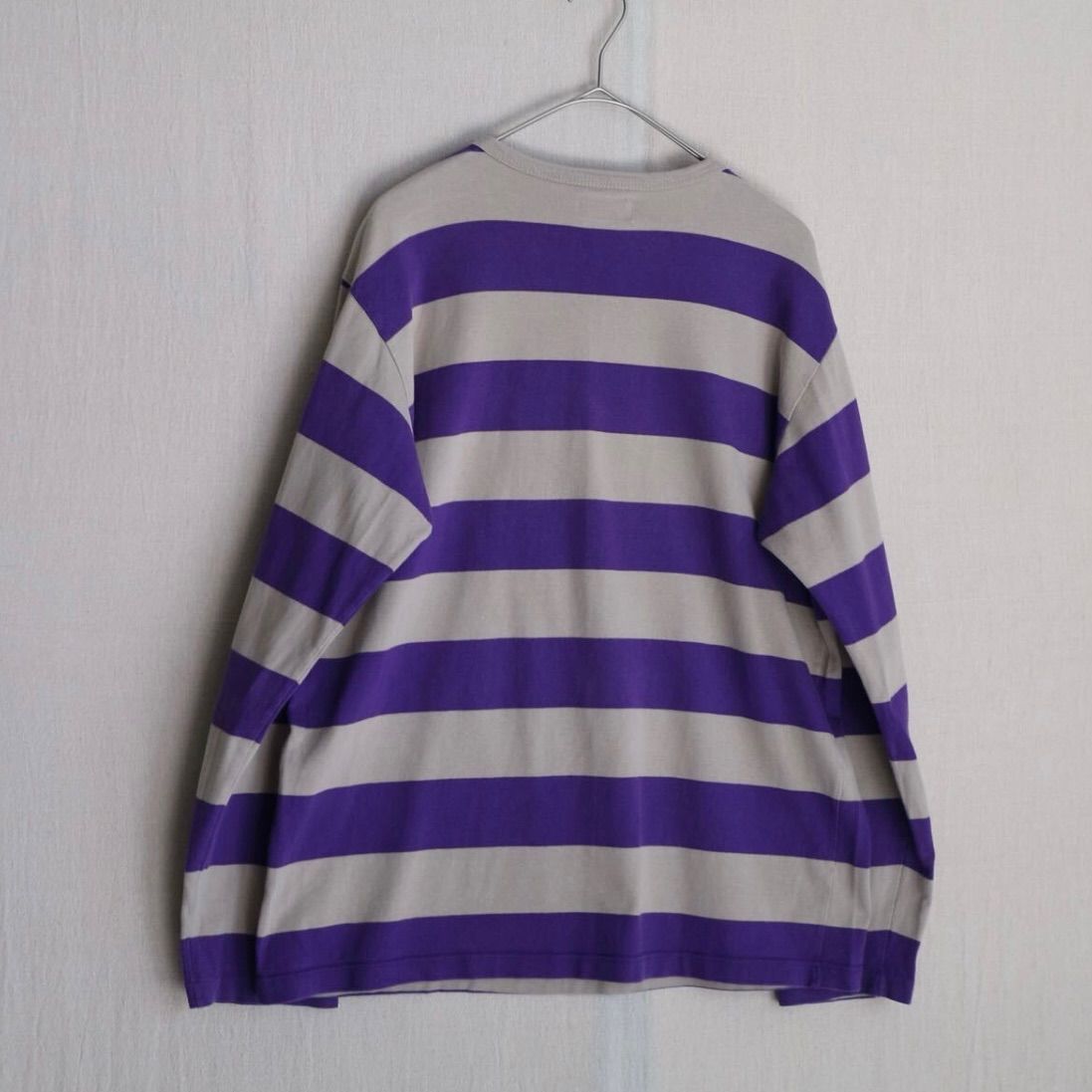 agnes b. homme ボーダー ロンT / 3 コットン パープル ベージュ