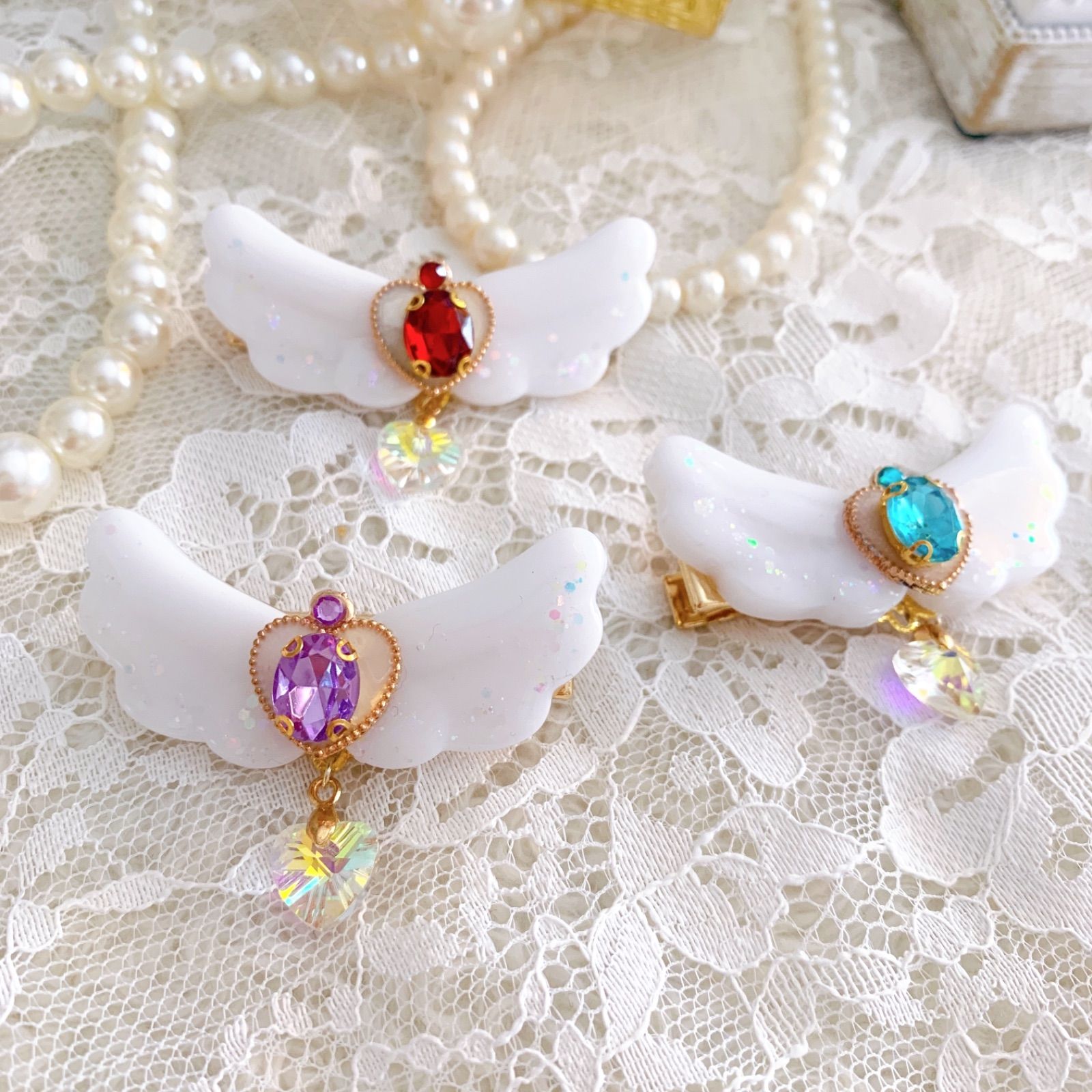 D417-2【1色2個セット】ミニ天使の羽 左右ペア | デコパーツと