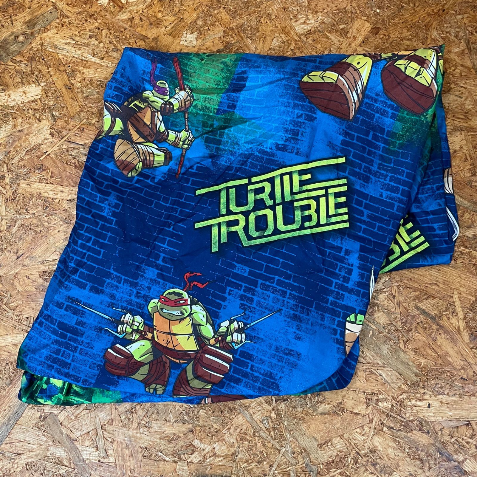 1988年　USA製品　ミュータントタートルズ ビンテージ フラットシーツ★☆ Teenage Mutant Ninja Turtles Twin Flat Sheet タートルズ