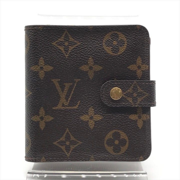 LOUIS VUITTON ルイヴィトン モノグラム 2つ折り 財布 ウォレット コンパクト ジップ PVC ブラウン ユニセックス dv6