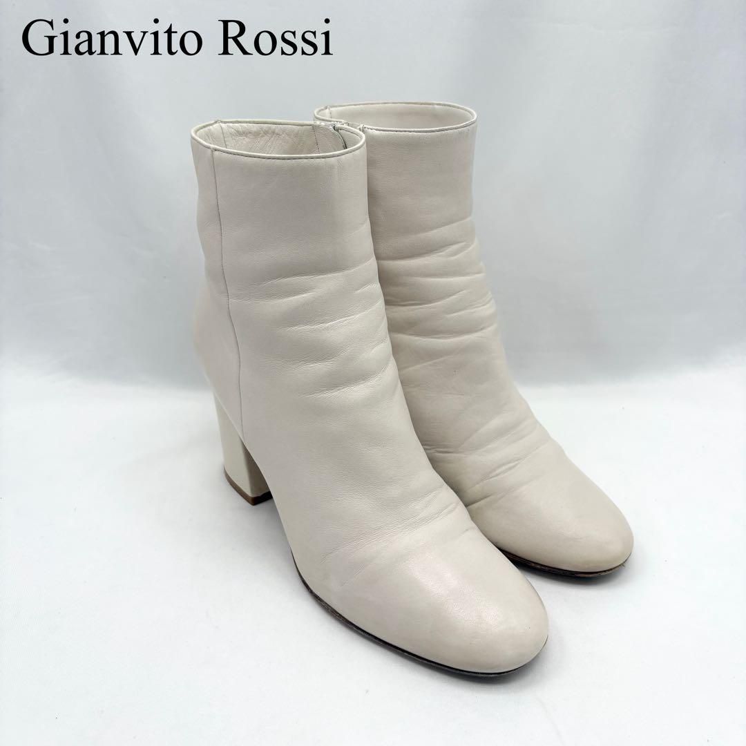 Gianvito Rossi ジャンヴィットロッシ サイドジップ ブーツ レザー 上品 ホワイト 37.5