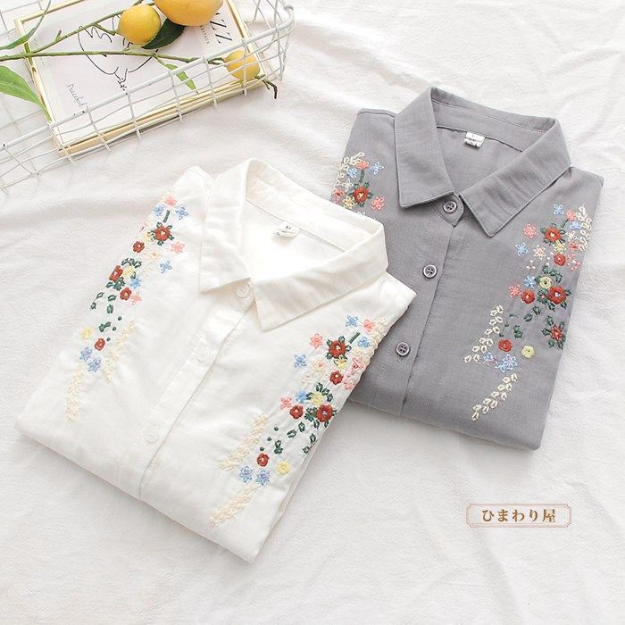 ブラウス シャツ DOUBLE GAUZE EMBROIDERY SHIRT/ ダブルガーゼ刺繍シャツ レディース シャツ ブラウス レディース 刺繍シャツ ダブルガーゼ トップス