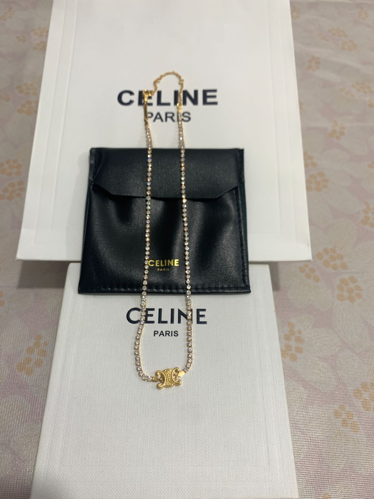 刻印【レディース】CELINE トリオンフ スパークル ネックレス ゴールド - メルカリ