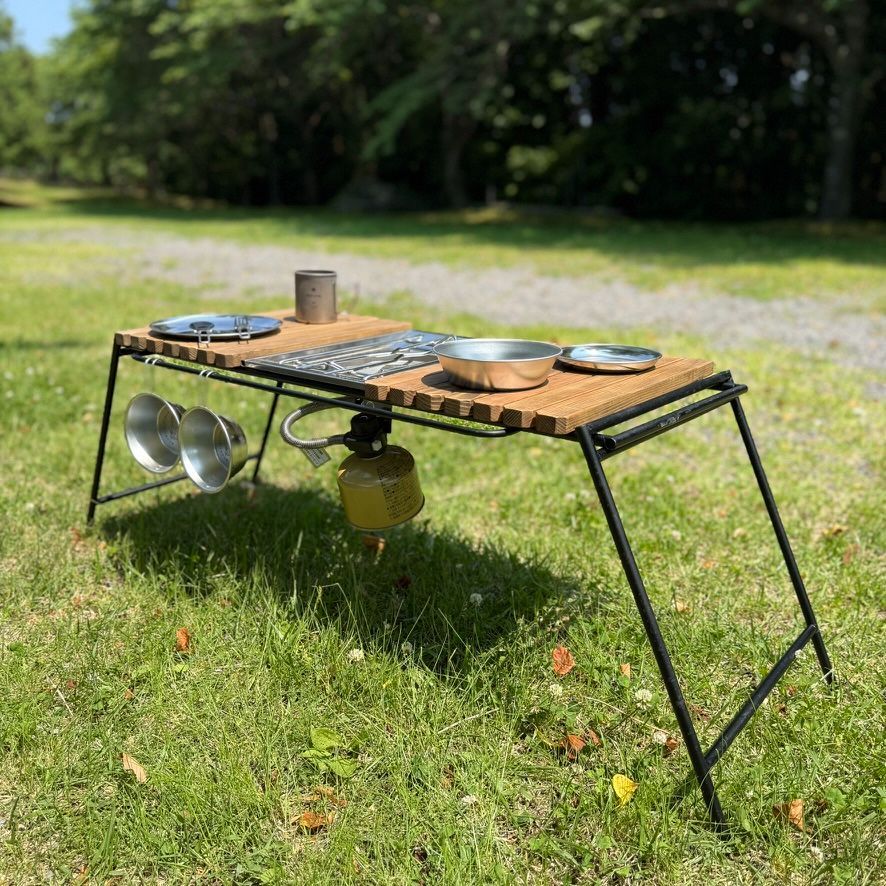 IGT対応 折りたたみアイアンテーブル ジャコビーン色-フラットバーナー