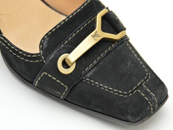 ルイヴィトン　パンプス　37 ルイヴィトン LOUIS VUITTON ステッチ スウェードレザー ヒール
