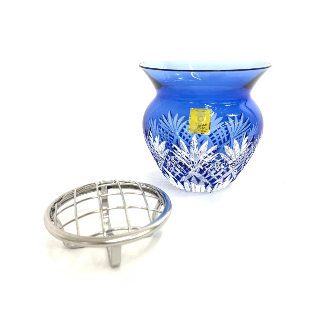 カガミクリスタル 花瓶 フラワーベース ローズボウル 美品