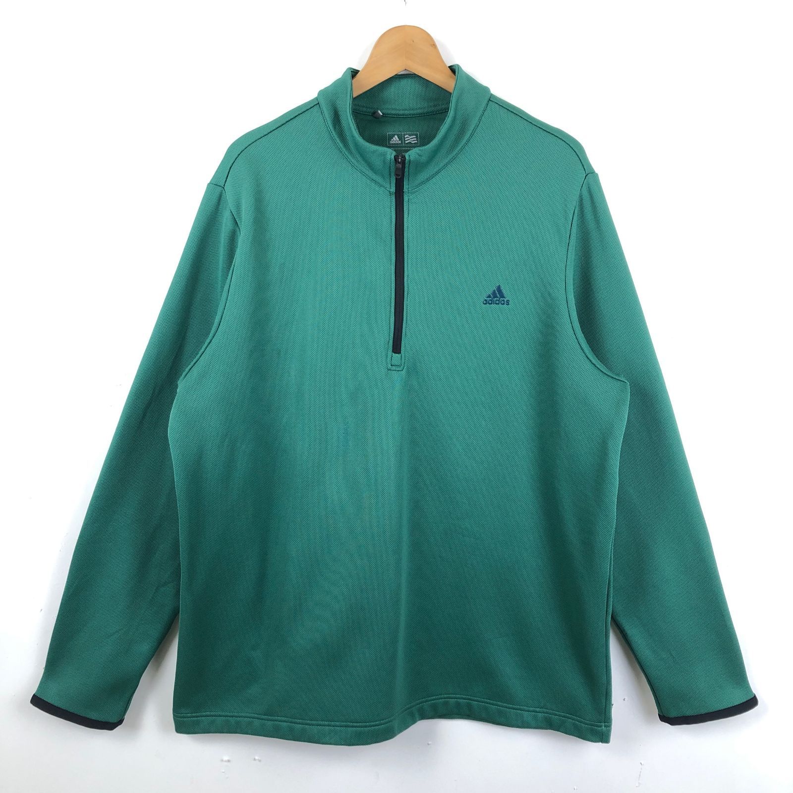 adidas アディダス ス ジャージ トップス ハーフジップ グリーン系 メンズ XL 古着 n048808