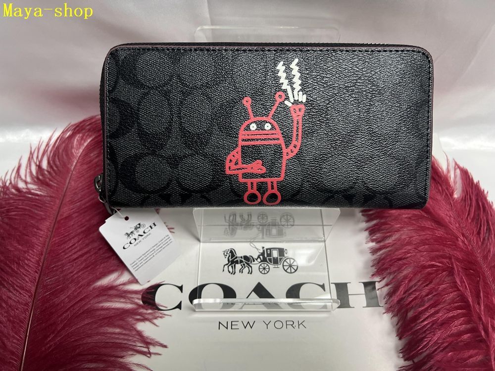 コーチ COACH 長財布 財布  シグネチャー ジップアラウンド キース ヘリング Keith Haring コラボ レザー 新生活 年度末 プレゼント 贈り物 ギフト 敬老の日 財布 メンズ 新品未使用 ブランド ファッションA192 F87105 12