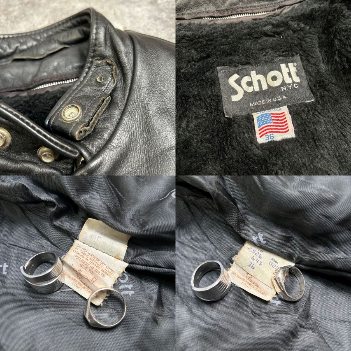 Schott ショット ライナー付き シングルライダース 38 レザー