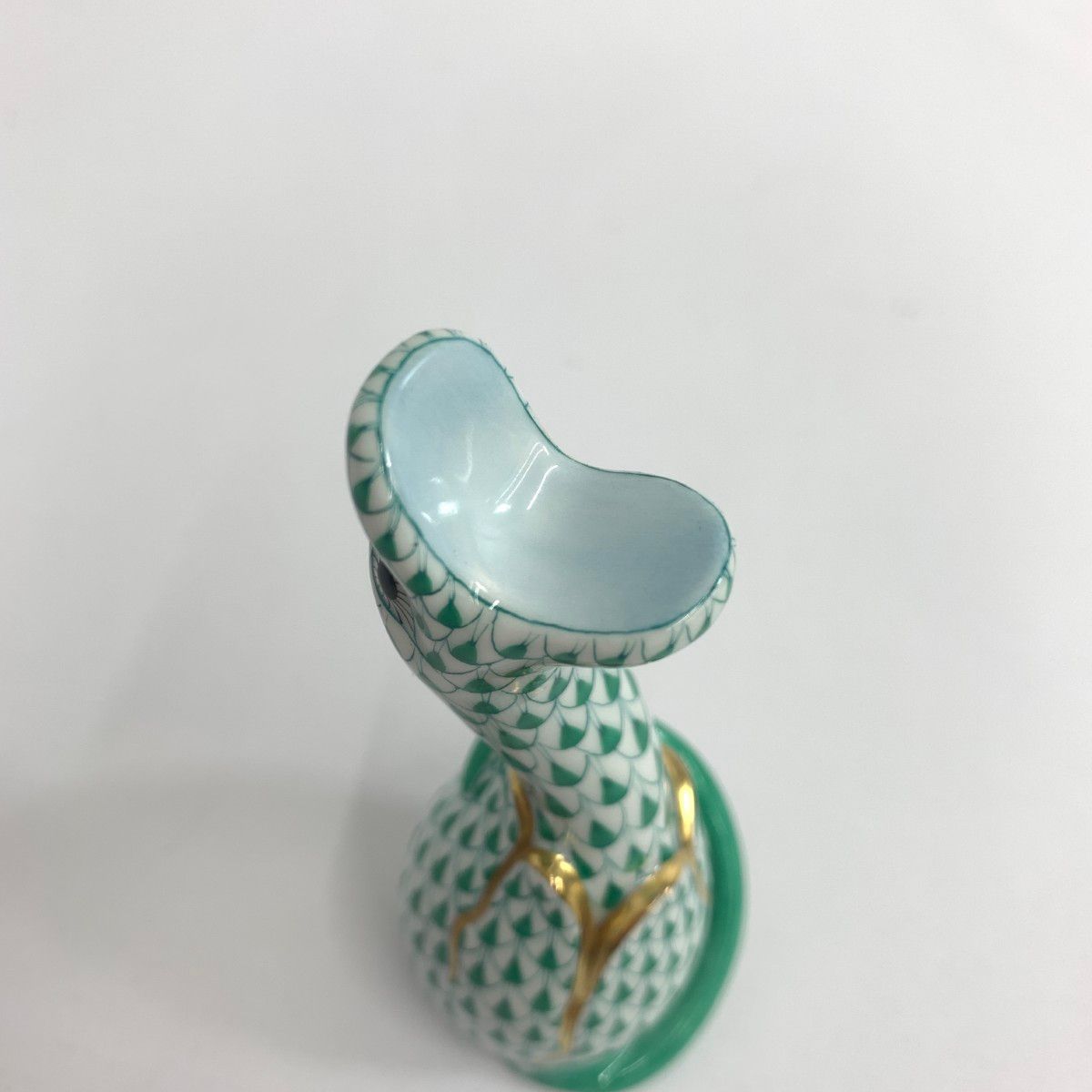 良好 Herend ヘレンド ヘビ 蛇 置物 フィギュリン 1988 グリーン 陶器