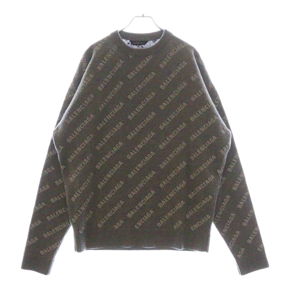 BALENCIAGAニット BALENCIAGA (バレンシアガ) オールオーバーロゴ 総柄 ニット