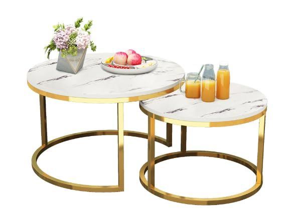 数量 コーヒー サイド ロータイプ おしゃれ 2点セット ラウンドデザイン 軽量設計 丸型 多用途 ネスト 自由 リビング センターテーブル ソファ テーブル ベッドサイド用 安定性 HARUMAKI ホワイト