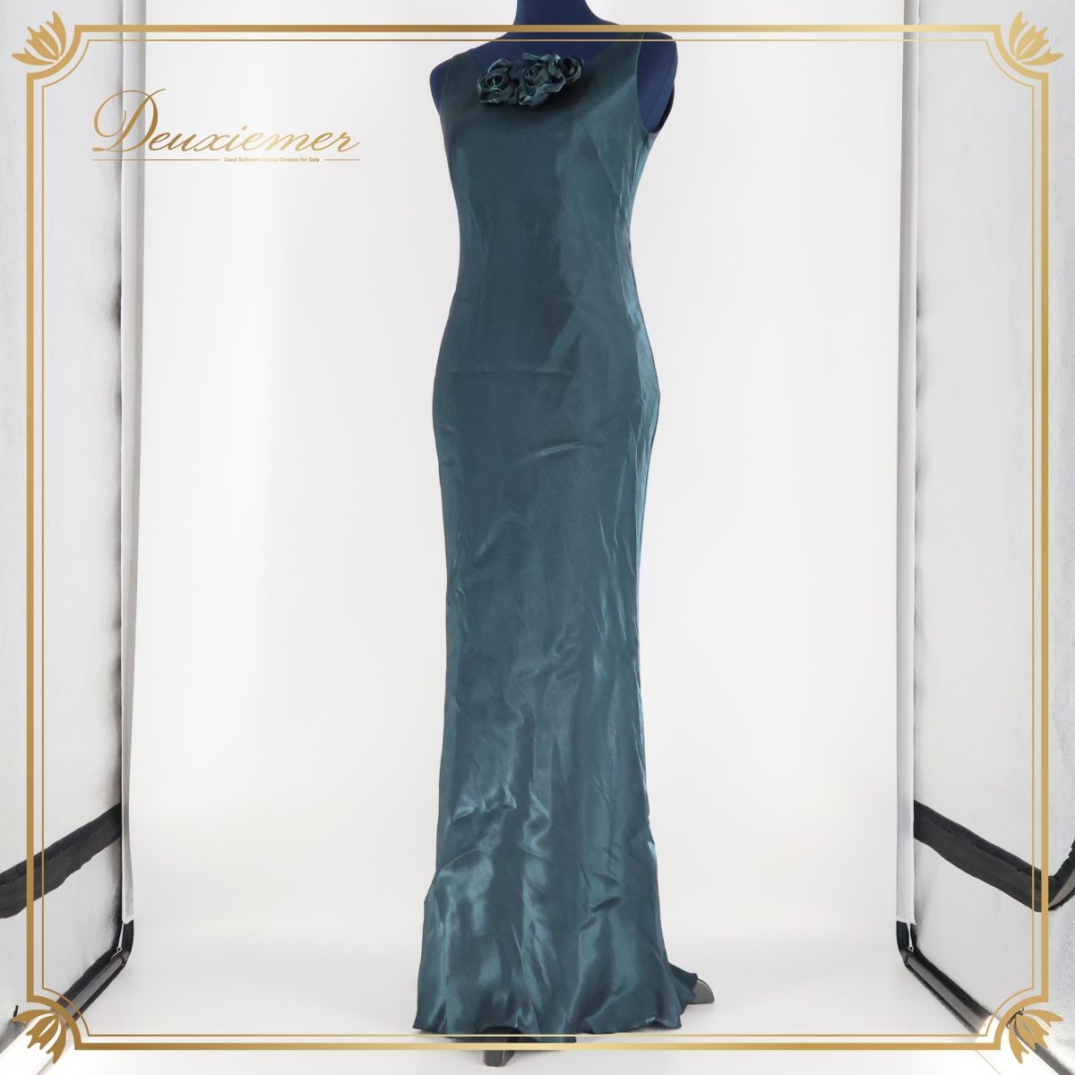 FUNQUETH 東京ソワール 高級 ロングドレス ラメ糸 光沢 ブルー