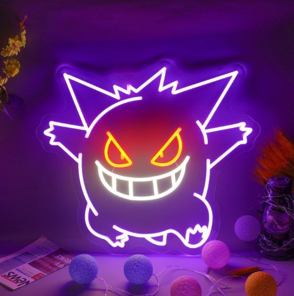 ネオンサイン 壁掛け ネオンイト ゲンガー ポケモン 発光サイン ネオン管 壁装飾 おしゃれ LED ネオン看板 部屋 インテリア バー カフェ 車 屋内 販売店 趣味 照明 クリスマス飾り D004