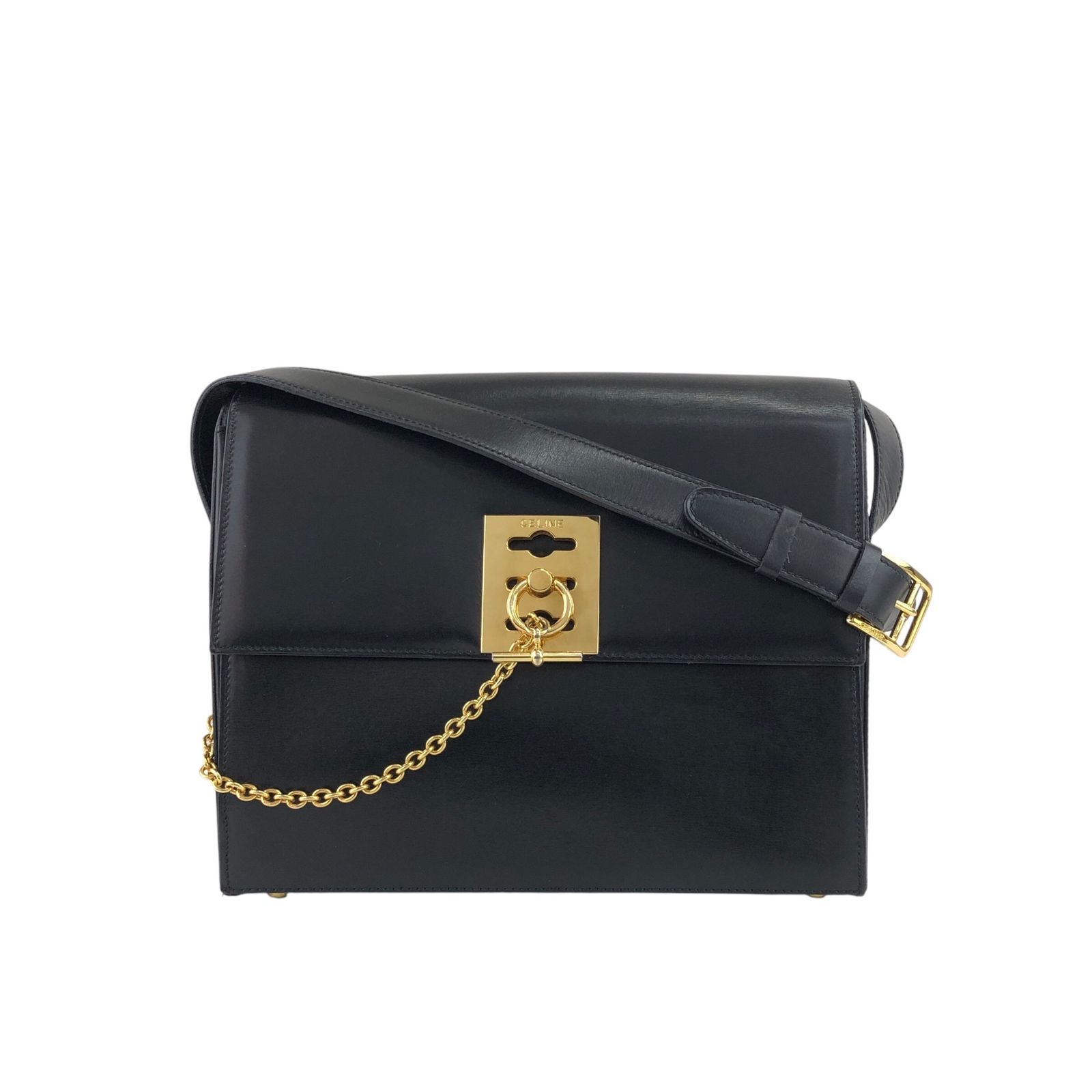 CELINE セリーヌ ショルダーバッグ ブラック ガンチーニ チェーン 