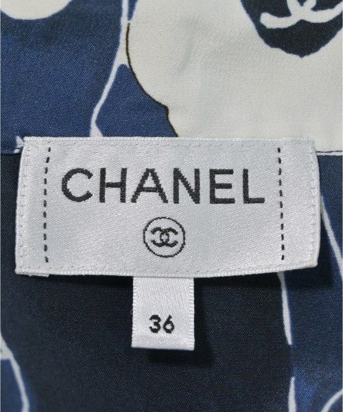 CHANEL - CHANEL シャネル ブラウス 36(XS位) 黒x青x白系(総柄) 【古着】【中古】 CHANEL ブラウス レディース 【古着】【中古】【送料無料