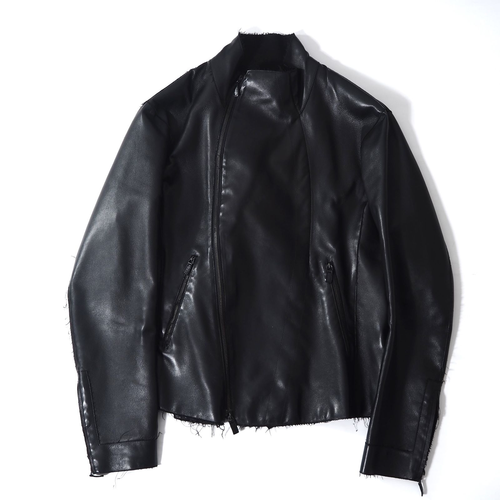EMPORIO ARMANI カーフレザー ダブルライダース ジャケット △エンポリオアルマーニ EMPORIO ARMANI ラムレザー ライダース