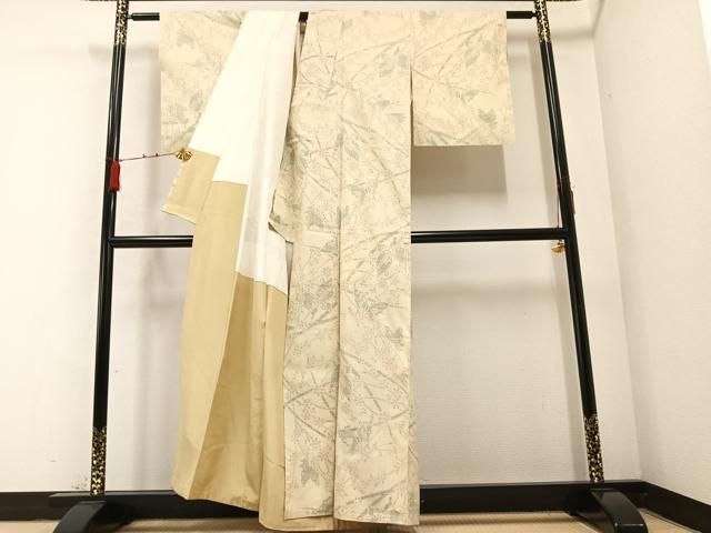 平和屋着物○本場結城紬 重要無形文化財 100亀甲 花蝶唐草文