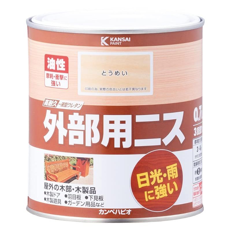 カンペハピオ ペンキ 塗料 油性 つやあり ニス 高耐久 光沢 外部用ニス とうめい 0.7L 日本製 0