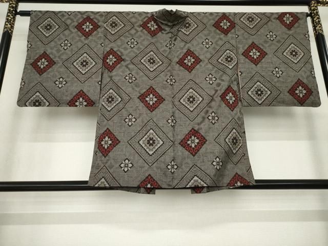 平和屋着物 本場染大島紬 龍郷絣 羽織 花菱文 正絹 AABA6680ck